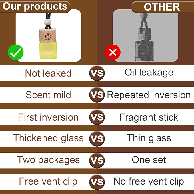 Car Air Freshener Hanging 2 Pack, Teakwood & Cashmere Fragrance Essential Oil Diffuser, Long Lasting Car Scent, Car Accessories for Women Men