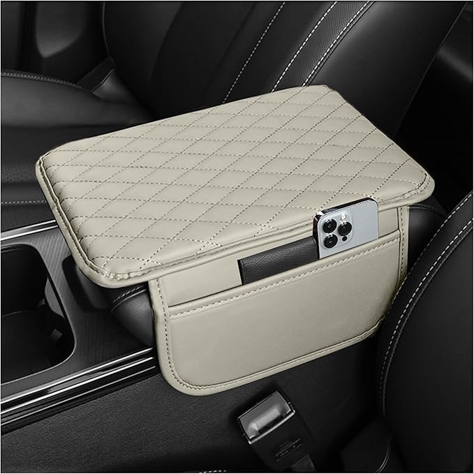 Car Center Console Cover for Hummer H2 2003-2009, Car Armrest Cover Cushion Arm Rest Cover Auto Interior Arm Rest Seat Box Pad Accessories,Beige