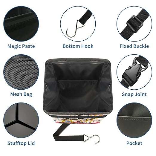 GVGHIDZ Car Trash Can – Multi-Purpose, Lightweight and Portable with Durable Water-Resistant Coating, No Installation Required, Practical and Ample Capacity, Variety of Colors.Red Panda