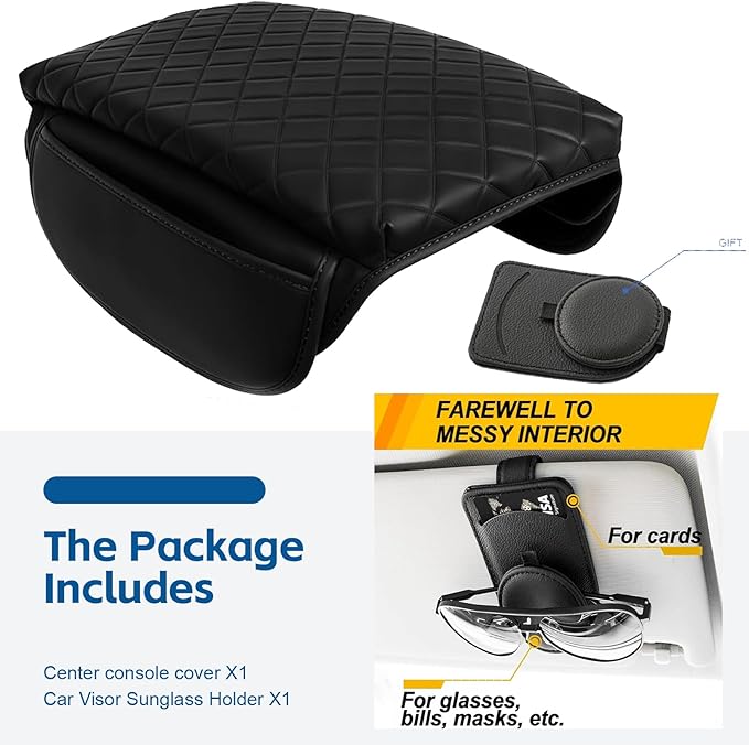 Thickened Armrest Cover Compatible with Honda CRV 2023 2024 2025 2026 Center Console Cover Accessories, CR-V Hybrid LX EX EX-L Sport Touring Arm Rest Covers Lid Protector Cushion,Black Faux Leather