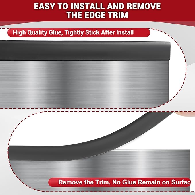 YANRUIPRO EPDM Rubber Edge Trim, 1/8" Self Adhesive, Black, 20Ft, Fit for 3/32"-5/32" Width Edge, Weather Resistant, Easy to Cut, Bend, Install and Remove