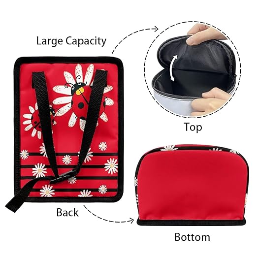 KEIAHUAN Red Ladybug Daisy Hanging Car Trash Can for Back Seat Cute Trash Bag Collapsible and Portable Garbage Bin Large Capacity Automotive Garbage Cans