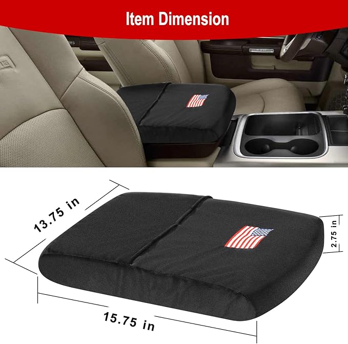 Center Console Cover for 2013-2023 Dodge Ram 1500 2500 3500 Middle Console Armrest Cover with Pocket, US Flag Comfortable Scratch-Resistant Velvet Covers, Vehicle Armrest Cushions