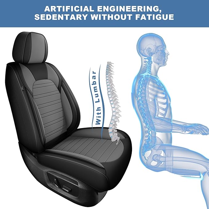 Ahsrnl Seat Covers Fit for Subaru Outback 2007-2025 2026 Faux Leather Waterproof Seat Covers (Full Set, Black&Gray)