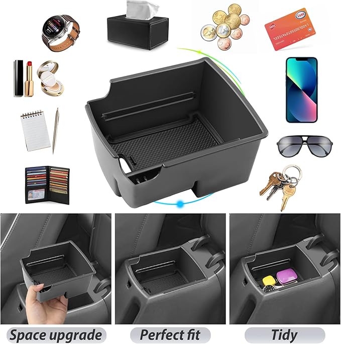 SKTU for 2020-2025 2026 Hyundai Venue Center Console Organizer Hyundai Venue 2023 2024 2025 2026 Accessories Container Armrest Insert Organizer ABS Tray Pallet with USB Hole and Coin Holder