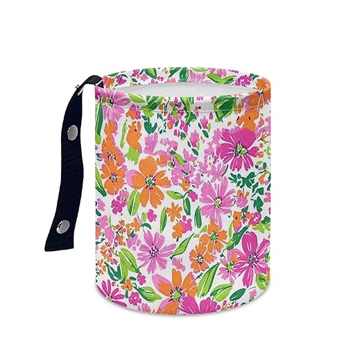 Colorful Floral Car Garbage Can Mini Car Trash Bin Hanging Headrest with Adjustable Buttons Multipurpose Car Organizer AutoAccessories