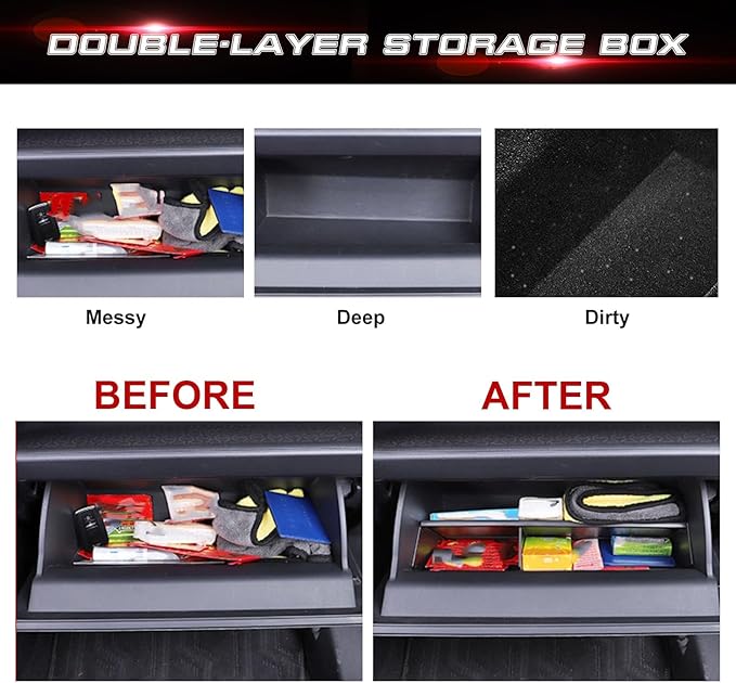 x xotic tech Glove Box Organizer Compatible with Toyota RAV4 2025 2024 2023 2022 2021 2020 2019, Insert Glove Compartment Dividers ABS Interior Center Console Storage Holder Tray Accessories