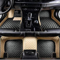 Yaruicar Custom Personalized Floor Mats for Cars Luxury Full Coverage All Car Floor Mats Anti-Slip Leather Car Mat Set Trucks & SUVs Trucks Automotive Floor Mats Liners (Beige Black)