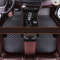 Custom Luxury Leather Car Floor Mats Upgrade Your Car's Interior All-Weather Protection for Cars, SUVs, Trucks Compatible with Automotive Mats (Brown+Black Beige)