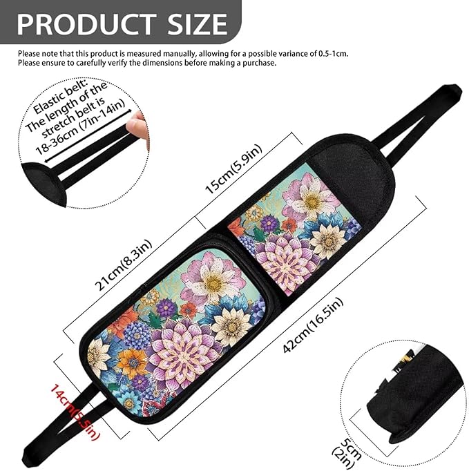 Boho Mandala Car Seat Storage Bag Front Seat Floral Seat Side Organizer Polyester Waterproof Seat Storage Bag Car Travel Accessories