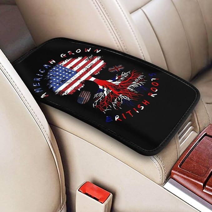 Car Armrest Cover America and Britain British Flag Roots Armrest Seat Handrail Box Cover Auto Center Console Pad Cushion Universal Decoration Protector Accessories