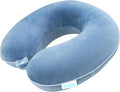 Bliss Neck Pillow - Lightweight U-Shaped Memory Foam Travel Neck Pillow with Snap Closure for Airplanes, Traveling, Offices, Cars, Coastal Blue Fleece