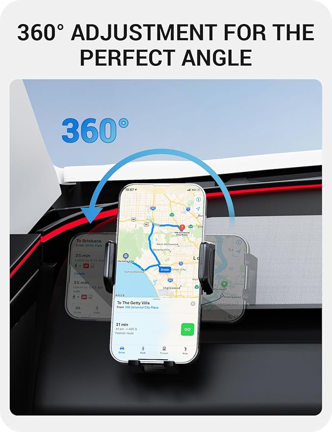 BASENOR Phone Mount for 2025 2026 Tesla Model Y Juniper/Model 3 Highland, Dashboard Phone Holder Does Not Block View [No Adhesive][Dual Arms][360° Adjustable] Tesla Accessories Fit All Smartphone