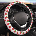 Pink Strawberry Steering Wheel Cover Women Men Floral Checked Elastic Stretch Soft Car Wheel Protector Universal Breathable No-Slip Car Accessories for Truck Van SUV Auto Fit 14-15 Inches
