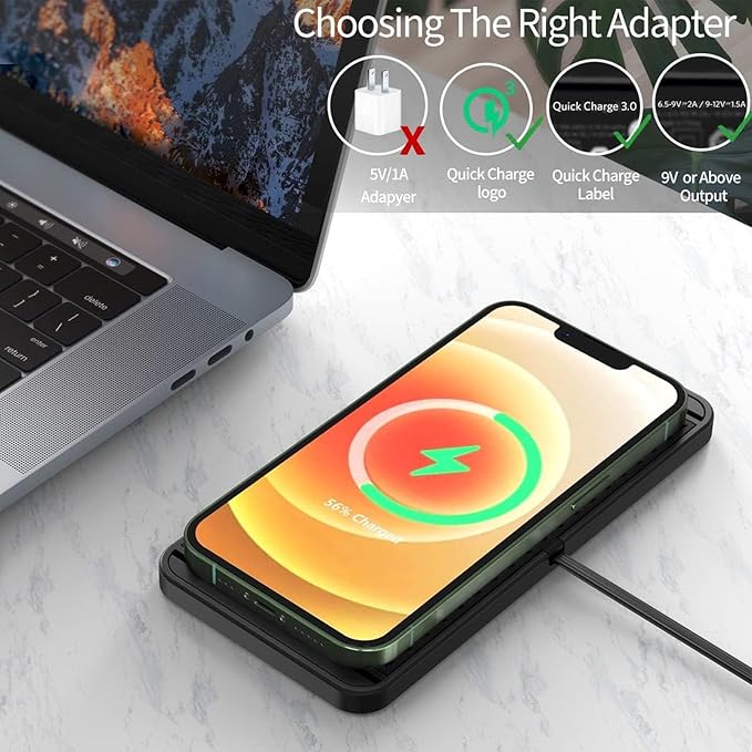 Dpofirs Car Wireless Charger Pad, 20W Fast Wireless Car Charger Mat for Phones & Earphones