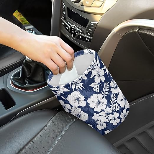 Brosoneto Hanging Portable Car Hibiscus Flower Multipurpose Car Accessories Interior Universal Collapsible Back Seat, Front Console, Floor, or Hanging Headrest Waste Basket