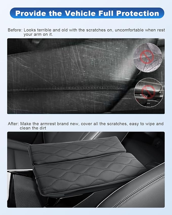 CDEFG 2Pcs for 2021-2024 Buick Envision Center Console Cover for 2021 2022 2023 2024 Buick Envision Accessories Armrest Cover 2021-2024 Envision Middle Console Pad Arm Rest Cushion Leather Cover