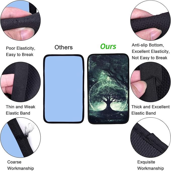 JANENFNA Car Armrest Cover Pads Universal Fashion Cute Auto Center Console Armrest Cover Pad with 2PCS Car Coasters Soft Waterproof Car Armrest Seat Protector for Women,World Tree