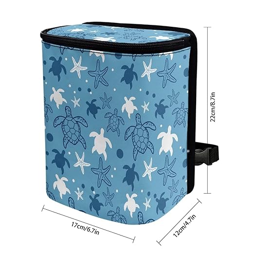 KEIAHUAN Blue Turtle Hanging Car Trash Can Bin Foldable Car Trash Bag Large Capacity Auto Garbage Bag Grocery Organizer Container Fit Truck Kitchen Bedroom Travel Camping