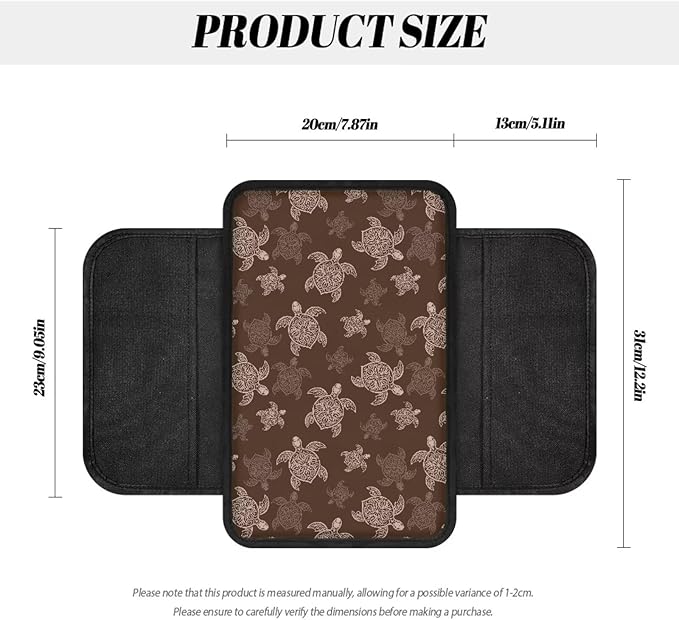 Dreaweet Car Center Console Cover Brown Sea Turtle Car Accessories Arm Rest Cover Pad for SUV Truck Van,Soft Car Armrest Cover Protector Universal Console Covers Cushion Pad