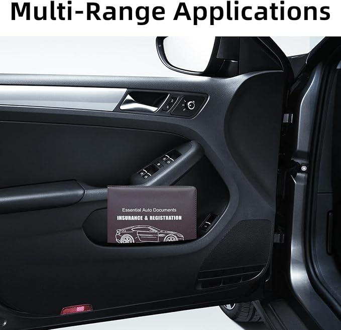 Ziciner Car Registration Insurance Holder, 2Pack Essential Auto Card Document Glove Box Organizer with Touch Fastener, Vehicle Interior Accessories Perfect for Most Car, Truck, SUV (Brown/Big Car)