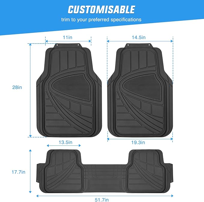 Nilight PVC Floor Mats for Cars Trucks SUVs,Universal Trim to fit for Most Vehicles,All Weather Protection Heavy Duty Floor Liners,Pack of 3