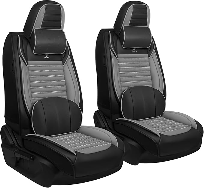 ARTIBY Seat Covers Custom Fit for Mitsubishi Outlander 2004-2025, Breathable and Comfortable Leather Seat Cover, Deluxe Waterproof Cushion Cover Auto Interior Accessories (Black Gray)