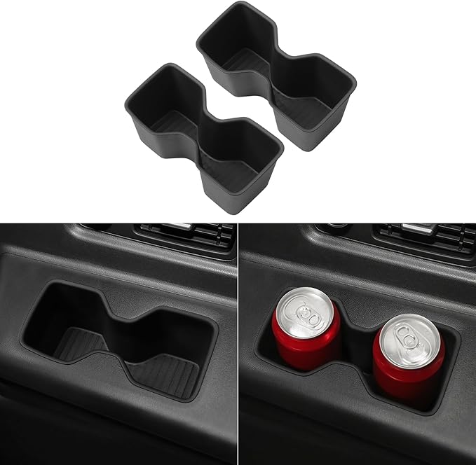 LUCKEASY 2PCS 3rd Row Side Cup Holders Insert for Hyundai Santa Fe 6/7 Seat 2024 2025 2026 Rear Drink Limiter Interior Accessories TPE Black