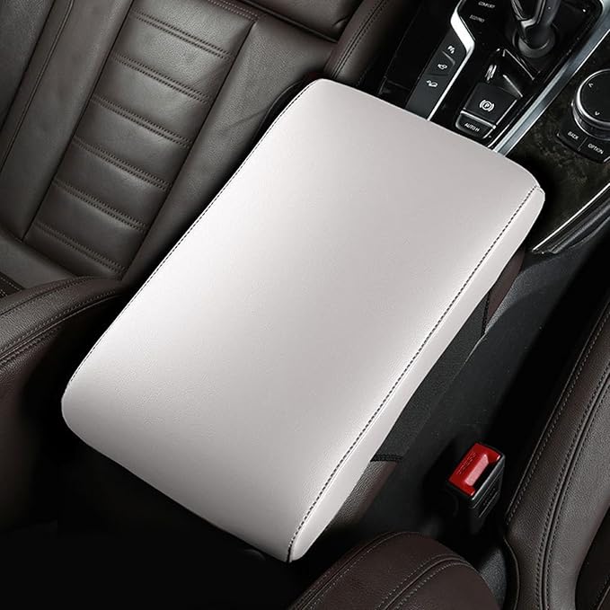Car Armrest Cover Pad for BMW X3 E83 2004 2005 2006 2007 2008 2009 2010 Premium Leather Center Console Armrest Cushion Pad Anti-Scratch Waterproof Auto Interior Accessories White Style