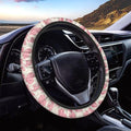 Universal Non-Slip Steering Wheel Cover, 15-inch Polyester Material Driving Accessories, Adjustable for Car and Truck(Blush Pink Furry Leopard)