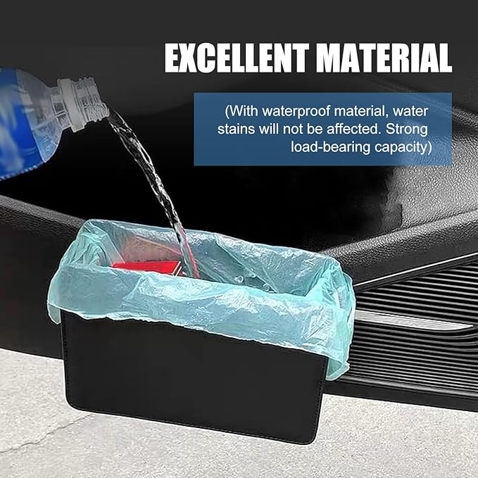 Car Trash Can, Leather Waterproof Multifunctional Storage Box, Plug & Play Clip Hanging Storage Box, Universal for Main/Co-pilot Doors, Center Console, Seat Back Pockets