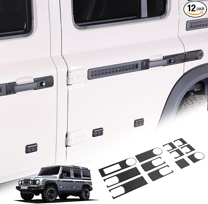 Tumukiw 12PCS Car Door Handle Scratch Protectors Compatible with INEOS Grenadier 2020-2024 Accessories, Soft Carbon Fiber Car Door Handle Panel Sticker Exterior Decoration (Black)