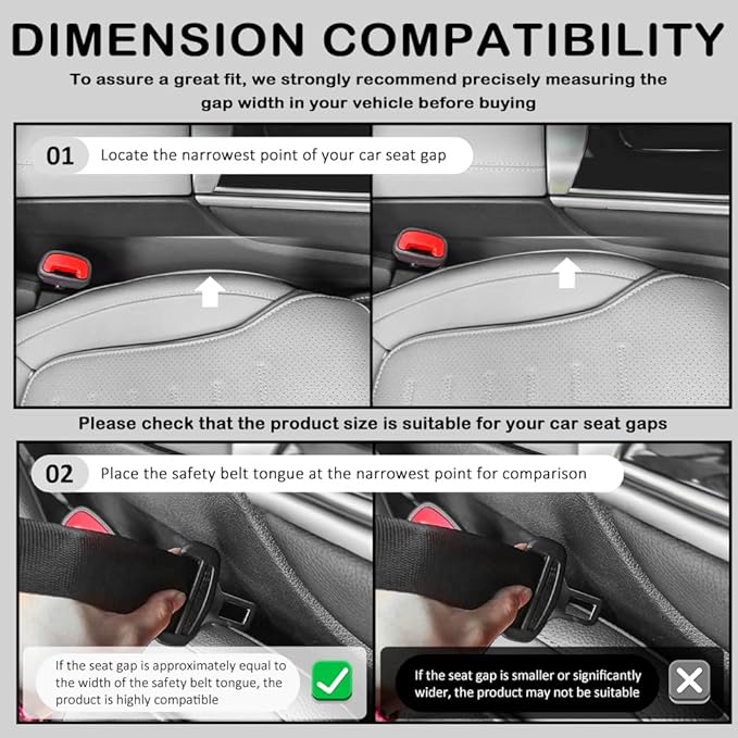 2PCS Car Seat Gap Filler Organizer,3-in-1 Multifunctional Car Gap Seat Filler with Storage Slot & Hook,Premium in Between Cars Seats Catcher Avoids Dropped Items Fits Most Cars