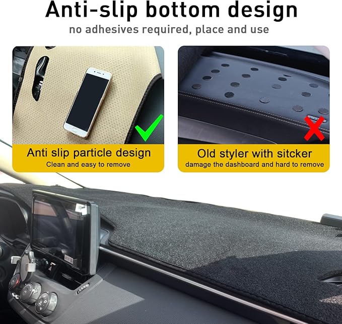 Dashboard Cover Mat for Toyota Corolla 2019-2024 2025 2026 Hatchback Sedan Dash Cover Interior Accessories Sunshade Glare UV Rays Protector Pad Black (Not for Corolla Cross)