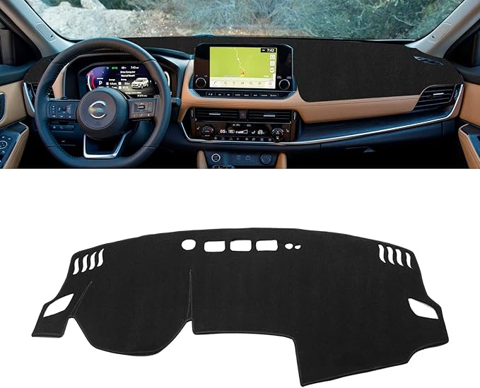x xotic tech Center Console Dashboard Mat Pre-Cut Non-Slip Sunshield Sun Glare Protector Dash Carpet Pad Black Cover Compatible with Nissan Rogue 2021 2022 2023 2024 2025 2026