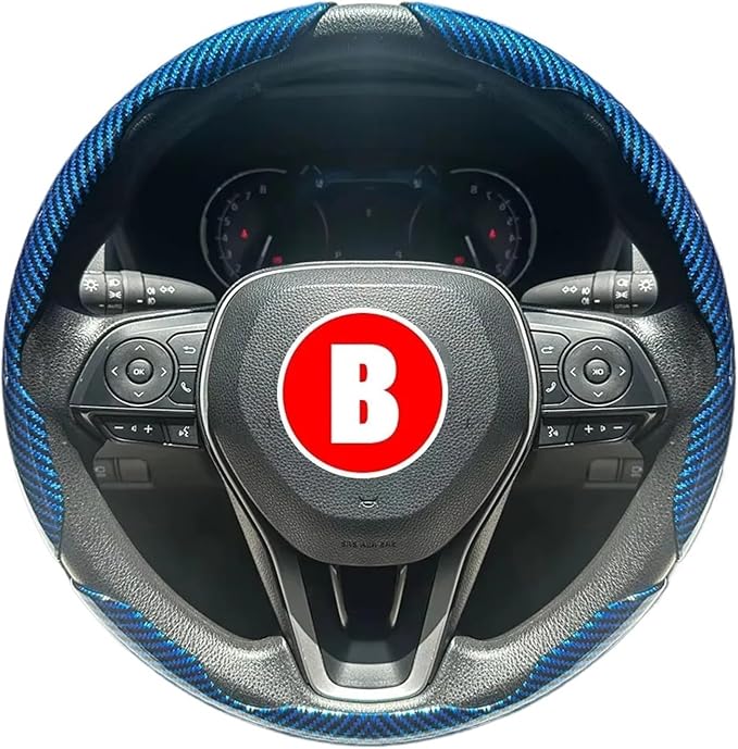 3PCS Universal Car Steering Wheel Cover - Warm Winter 38cm Round Glossy Laser Carbon Fiber fit for Interior Accessories(3PCS Blue)