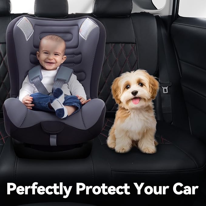 coverdream Corolla Cross Leather Seat Covers Custom Fit for 2023-2026 Toyota Corolla Cross Hybrid S,SE,XSE,Nightshade SUV,Fully Covered,Luxury Waterproof Car Seat Protector(Full Set,Red/Black)