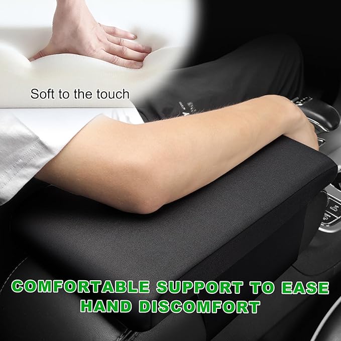 Car Center Console Pad, 12.2''×8.1'' Memory Foam Auto Armrest Support Cushion, Vehicle Arm Rest Seat Box Cover Protector, Universal Interior Decor Car Accessories