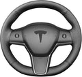 Yeolpise Hand Sewn Steering Wheel Cover,Fit for Tesla Model 3 2017-2023/Model Y 2020-2023,Non-Slip Breathable Microfiber Leather Steering Wheel Cover On Wrap Car Interior Accessories