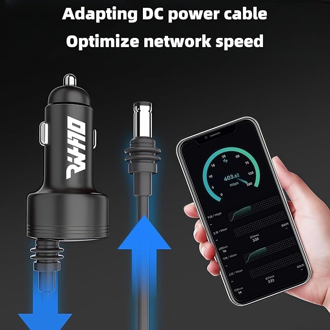 3 in 1 Starlink Mini Accessory 12v Car Cigarette Lighter Adapter Charger,with Digital Display,Compatible with Starlink Mini DC Power Cable UBS-A USB-C for All Car Models