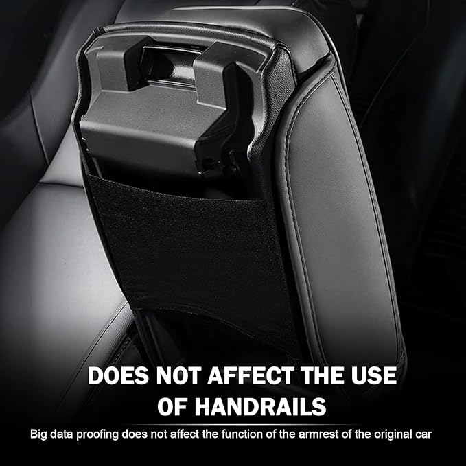 Car Center Console Cover, Memory Foam Armrest Increase Pad, Leather Car Armrest Box with Side Pockets, Universal for Most Cars (Black)