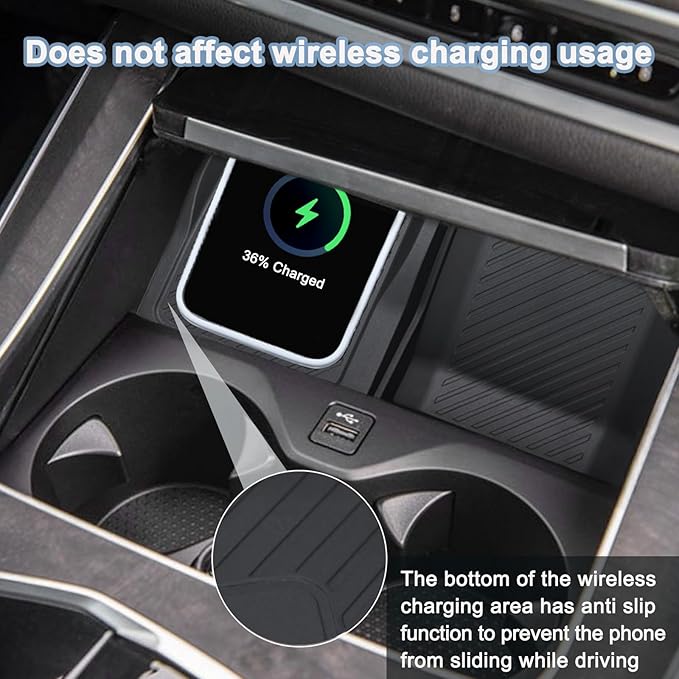 JKCOVER Center Console Wireless Charging Protective Mat and Flocking Material Center Console Organizer Tray Compatible with BMW X5 G05 X7 G07 (2019-2025) and BMW X6 G06 (2020-2025)