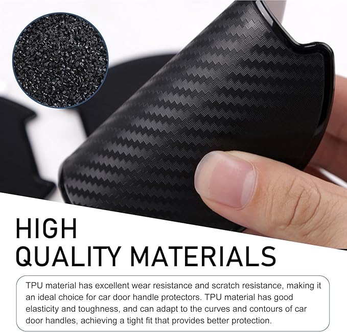4PCS Car Door Handle Scratch Protector, 3D Carbon Fiber Auto Door Bowl Sticker, Universal Anti-Scratch Doors Handle Paint Protection Film, for Most Vehicles (Large)