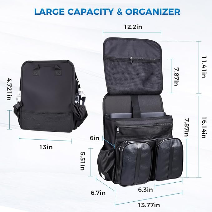Tsumbay 2-in-1 Hanging Car Organizer & Detachable Laptop Bag, for Front Seat with Tablet Holder, 10+ Pockets, Heavy-Duty Oxford Fabric for SUV, Truck, Van, Work, Commute (Oxford-1Pck)