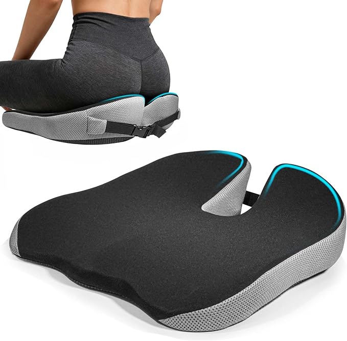Seat Cushion for Office Chair, Wedge Car Seat Cushion, Memory Foam Truck Seat Cushion for Sciatica Tailbone Pain Relief, Long Driving, Coccyx