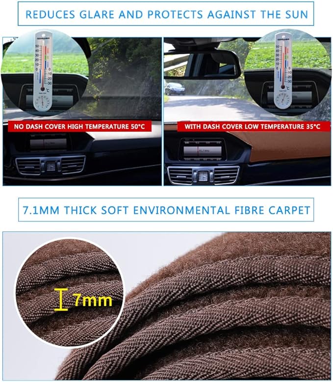 Dashboard Cover for GMC Sierra and Chevrolet Silverado- Fits 2007-2013 Models with Two Glove Boxes. Custom Fit Dash Mat, Won't Break Dash Sensors(Premium Carpet, Brown)