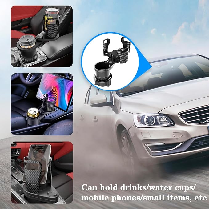 Adjustable Expandable Cup Holder for car Most Cars Trucks SUVs.-Car Cup Holder Expander fit cola Coffee Cups,2 in 1 cupholder Expander Compatible with Big Paper Bucket. (BJ-2388)