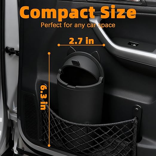 LoopTime Leakproof Car Trash Can,Mini Car Trash Bin for SUV and Truck,Small Cars Garbage Can,Waterproof Automotive TrashCan for Vehicle,Home,Office,Multipurpose,Easy to Clean (Black Silicone)
