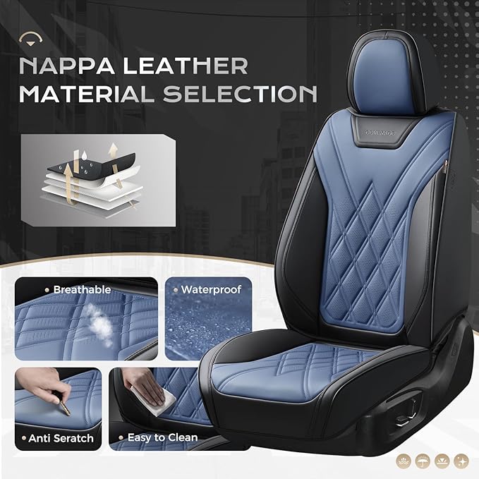 Coverado Car Seat Covers Full Set, Seat Covers for Cars, Front Seat Covers and Back Seat Cover Waterproof Leather Automotive Seat Cover, Universal Car Interior Protectors Cushion for Most Cars