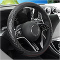 Car Steering Wheel Cover, 14.96" Leather Anti-Slip Vehicle Steering Wheel Protector with Fish Scale Graphic Grip, Automobile Interior Protection, Universal for Sedan Truck SUV (Black)